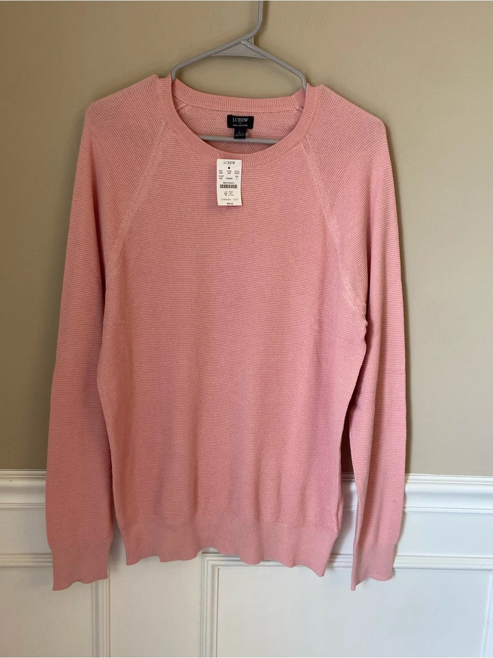 J. Crew Men’s Pink Lightweight Cotton Sweater, Large, NWT, Smart Casual Coastal